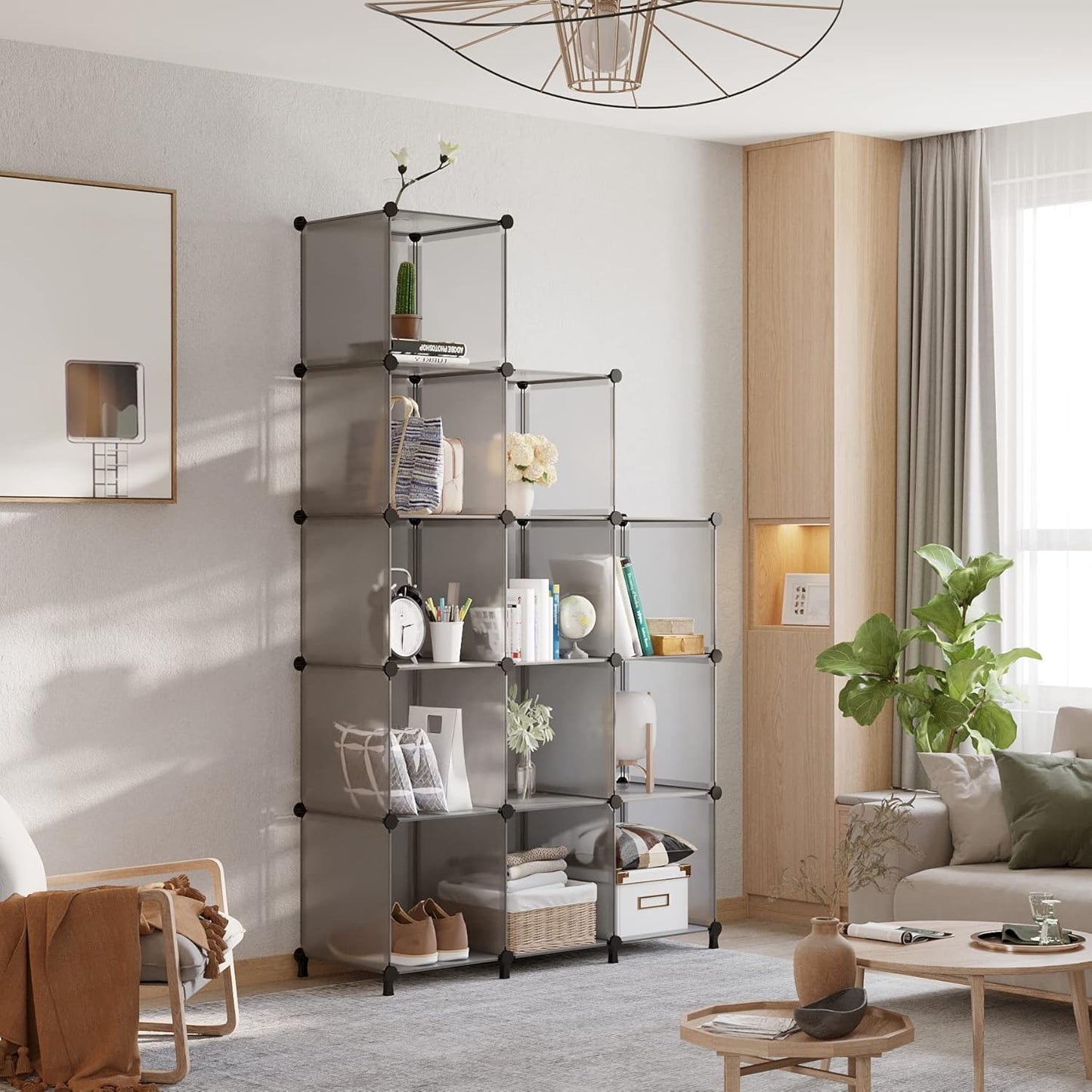 Stylish Grey Cube Storage Organizer - 12 Versatile Shelves for Home and Office