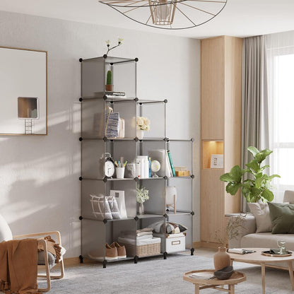 Stylish Grey Cube Storage Organizer - 12 Versatile Shelves for Home and Office