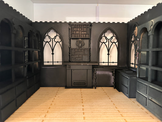 The Dulux Gothic Room Box - 1:12 with fireplace and Cabinets and windows