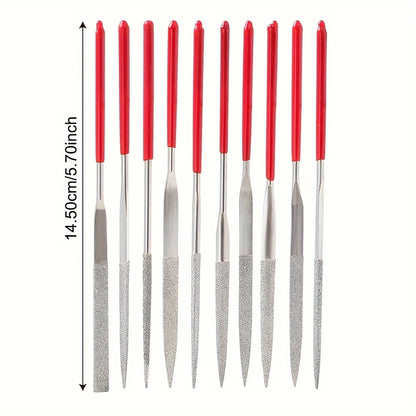10-Piece Diamond Needle File Set for Precision Crafting - Perfect for Jewelry, Metal, Wood, and More!