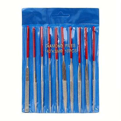 10-Piece Diamond Needle File Set for Precision Crafting - Perfect for Jewelry, Metal, Wood, and More!